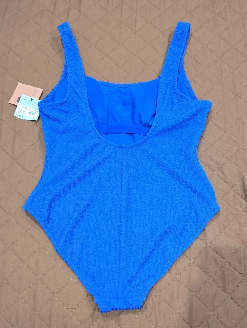 SHADE & SHORE Cobalt Blue Textured One-Piece, Nwt Size Large
